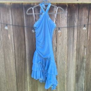 Small-Powder blue, halter top, sparkly, party dress.